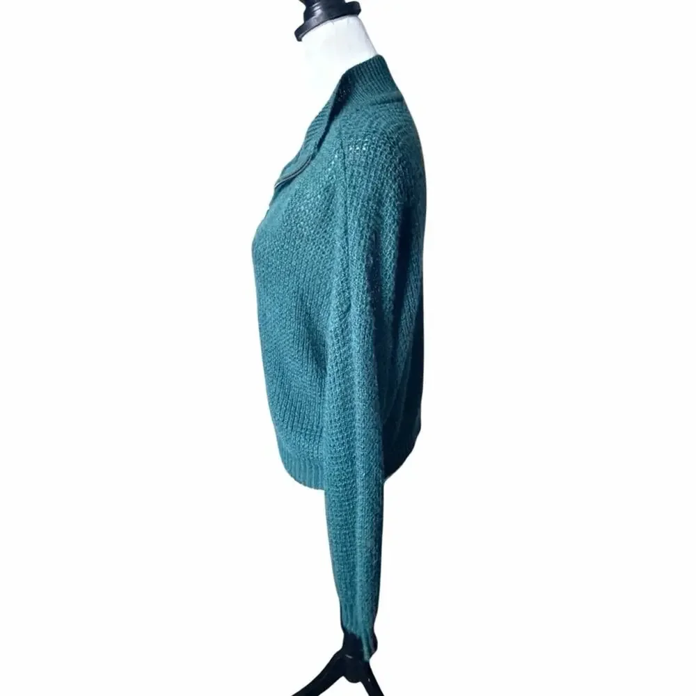 American Eagle Women's 3/4 Zip sweater Size Small Green Wool